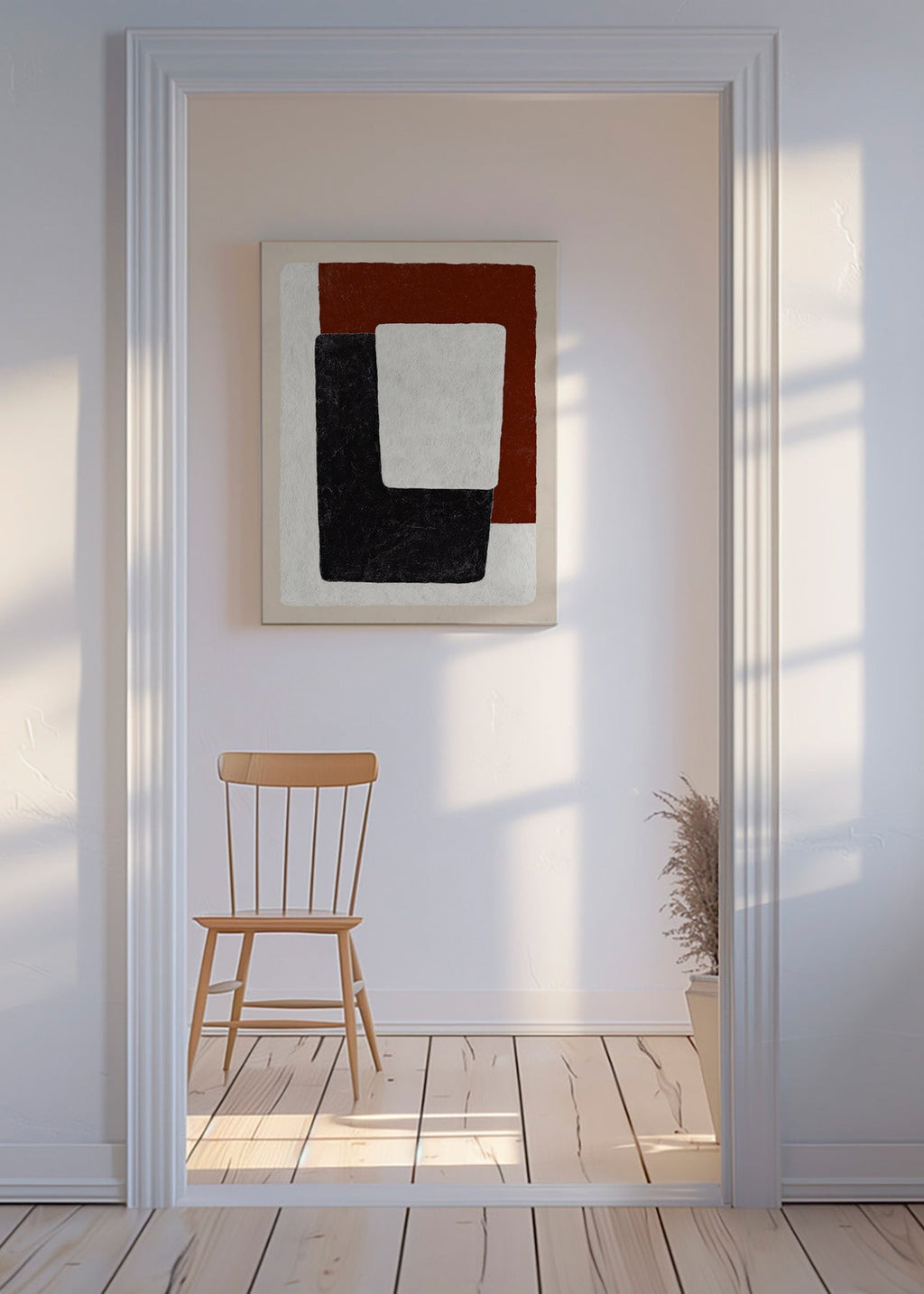 Cuadro abstracto bloques terracota y negro – Canvas