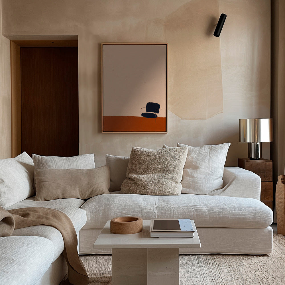 Minimalist art: chair against ochre floor