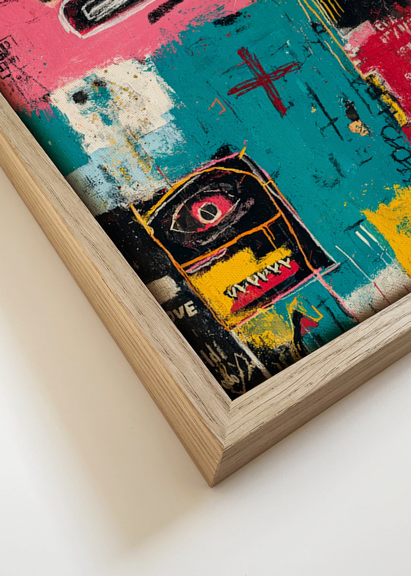 Abstract artwork with crown and color blocks