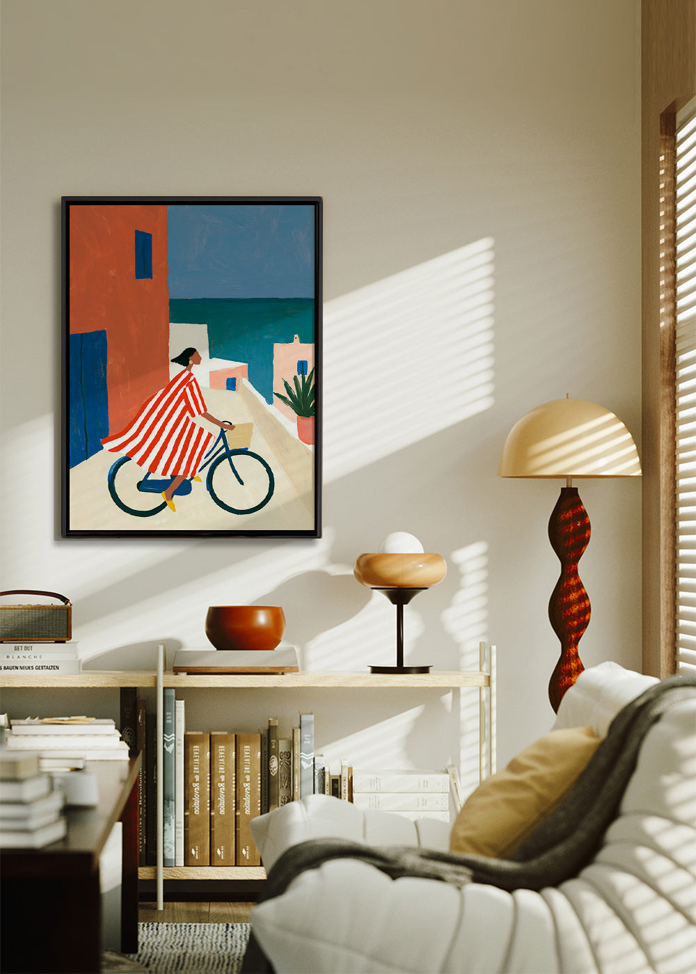 Cuadro de paisaje con ciclista junto al mar – Canvas2