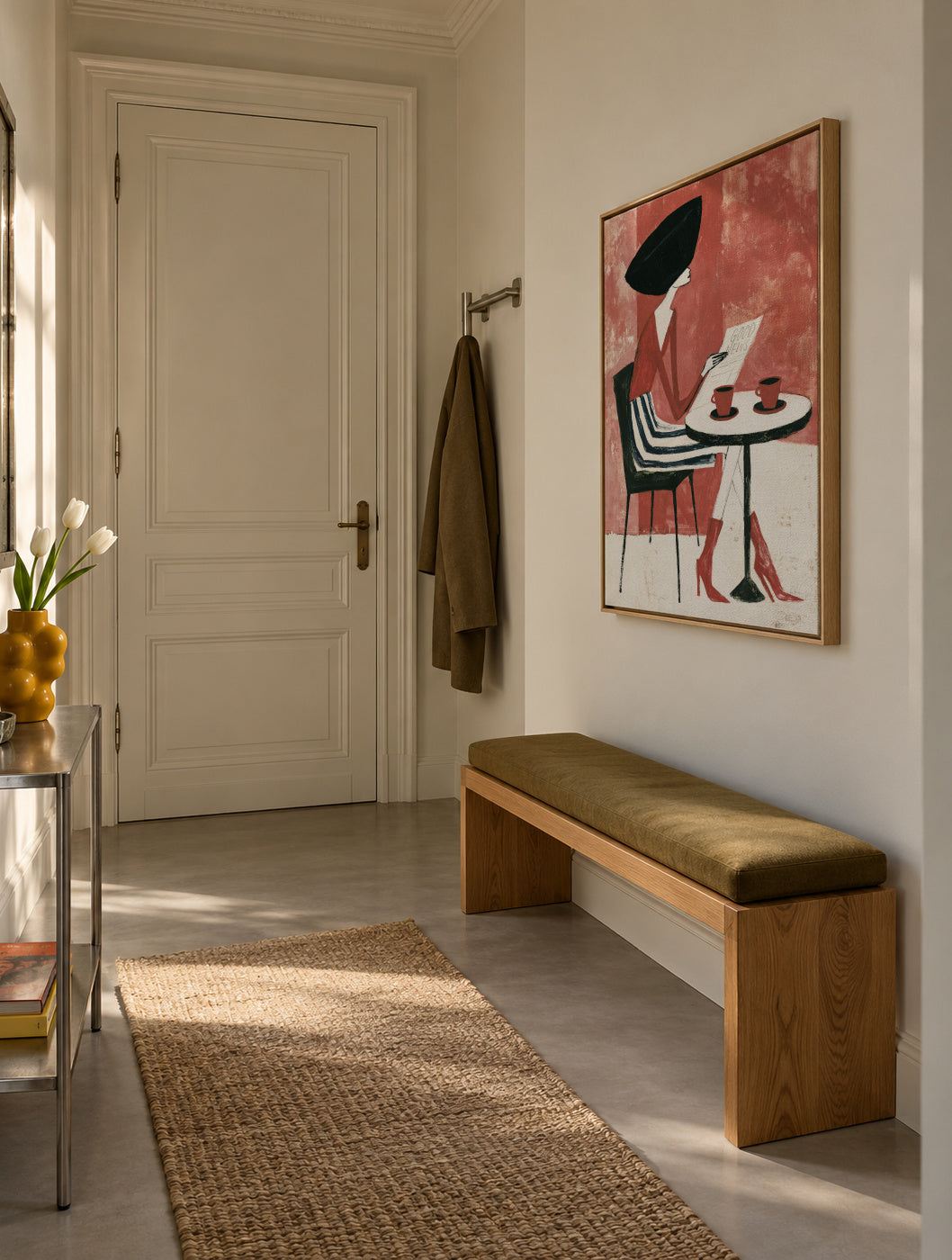 Café Rosé - Framed canvas in an interior