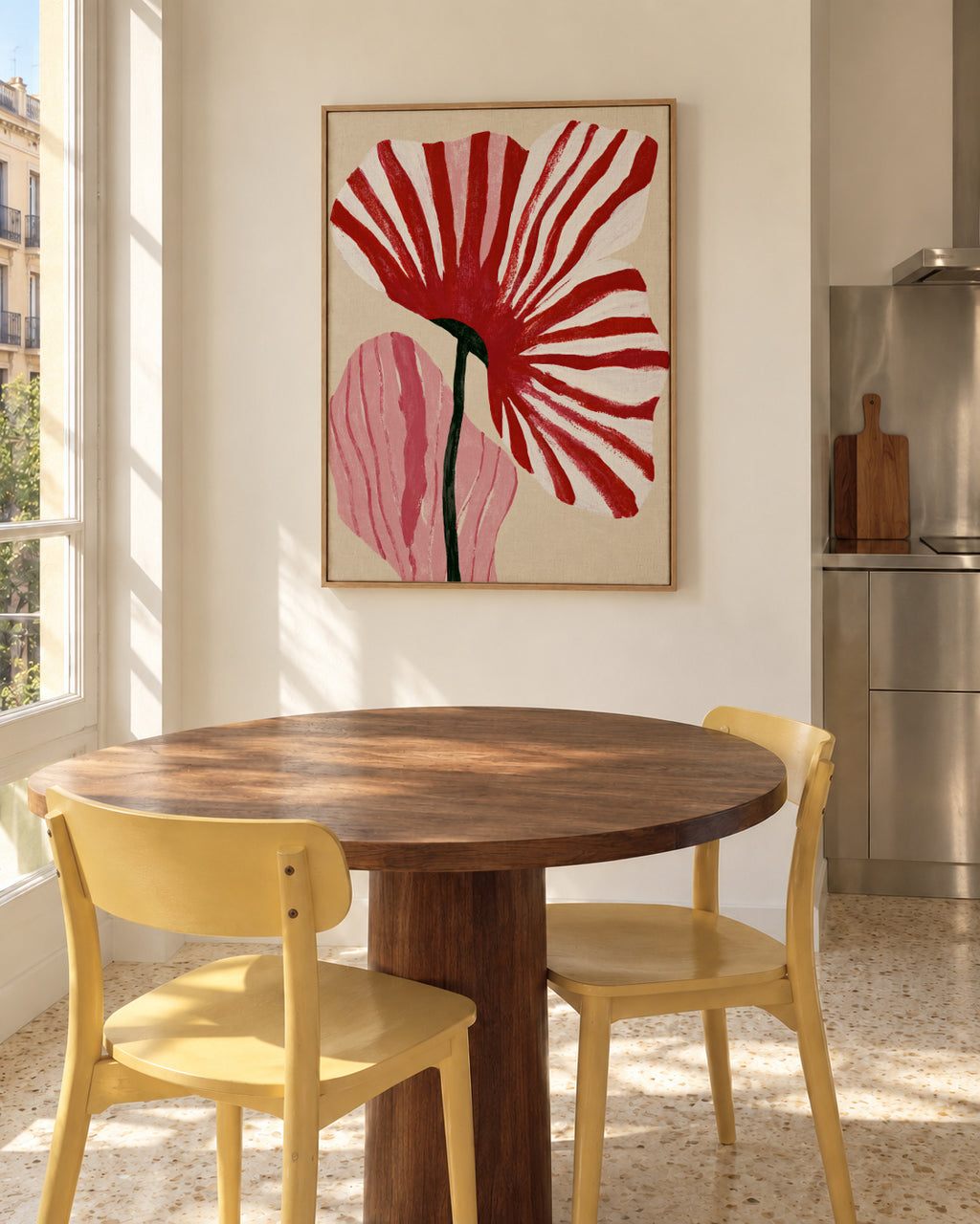 Bloom in Red - Framed canvas in an interior
