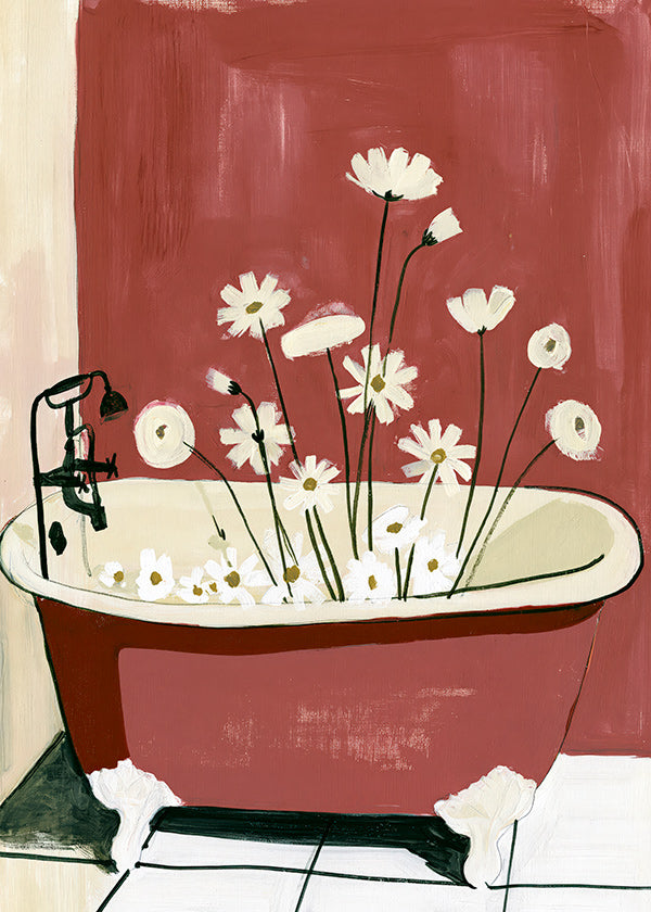 Botanical print with bathtub flowers