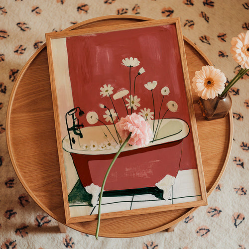 Botanical print with bathtub flowers