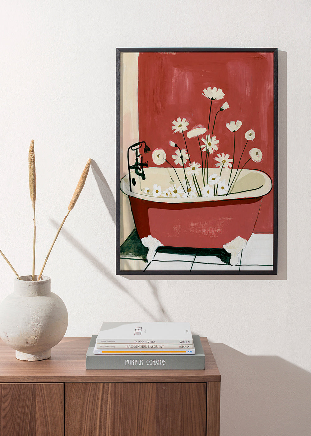 Botanical print with bathtub flowers