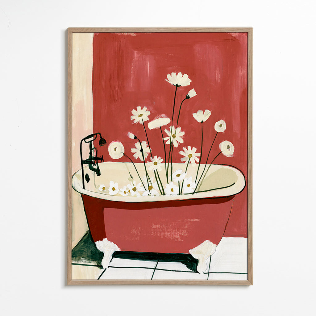 Botanical print with bathtub flowers