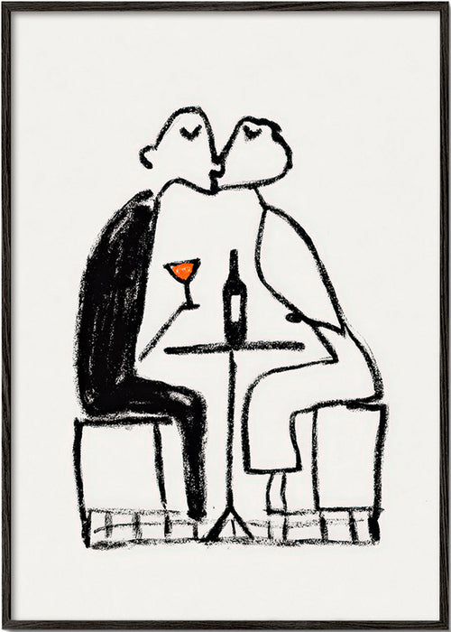Cuadro de cocina: pareja y copa de vino – Black Frame