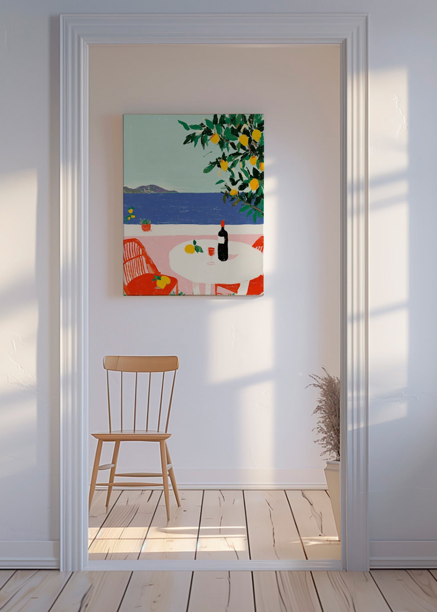 Kitchen art Mediterranean table with lemons