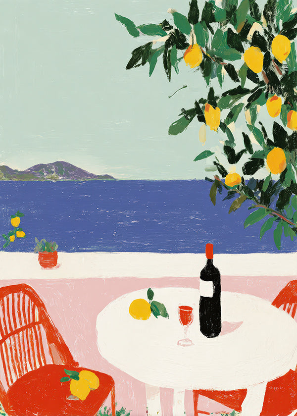 Kitchen art Mediterranean table with lemons