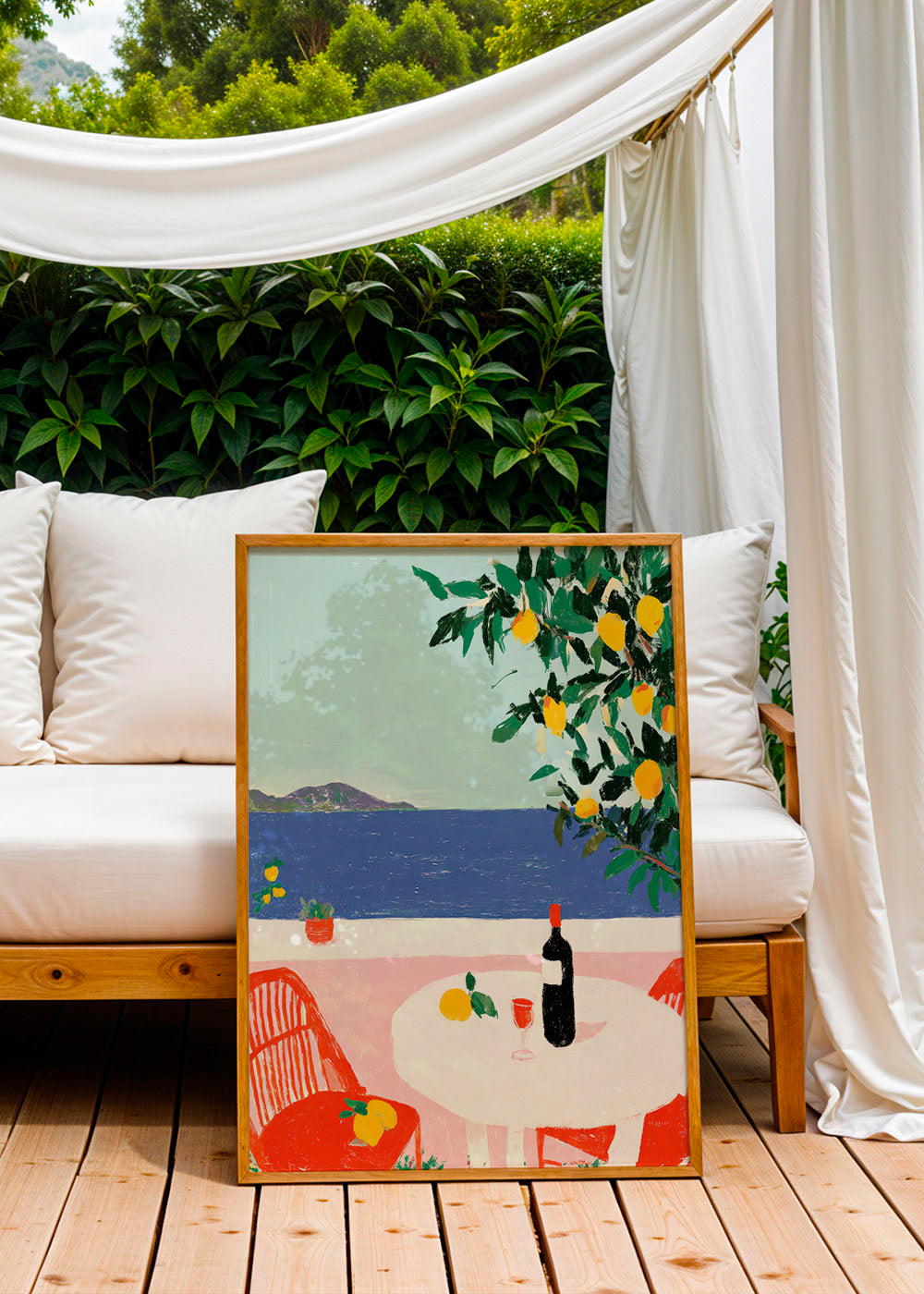 Kitchen art Mediterranean table with lemons