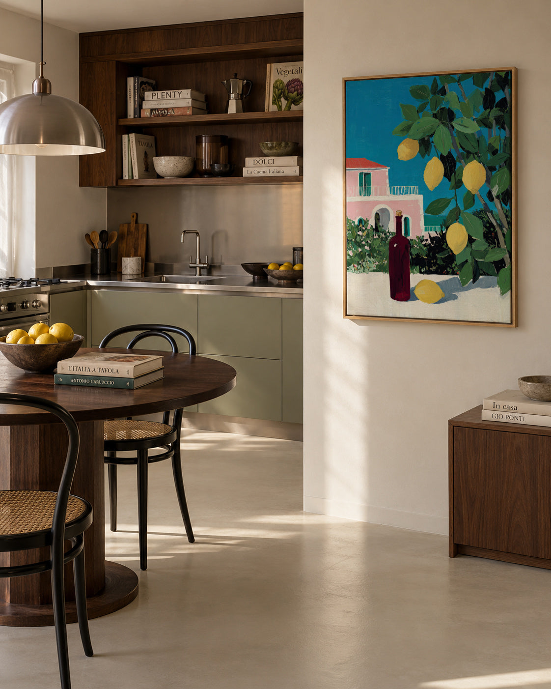 Lemon Courtyard - Framed canvas in an interior