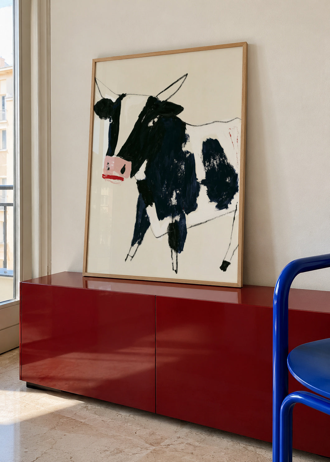 Country Cow - Framed poster in an interior