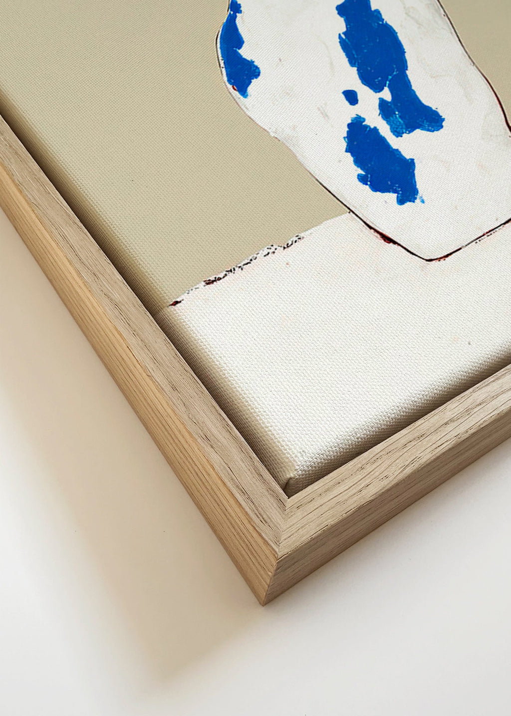 Lámina botánica con peonías en jarrón azul – Canvas detail