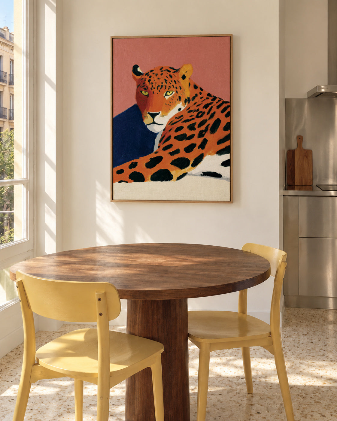 Resting Leopard - Framed canvas in an interior