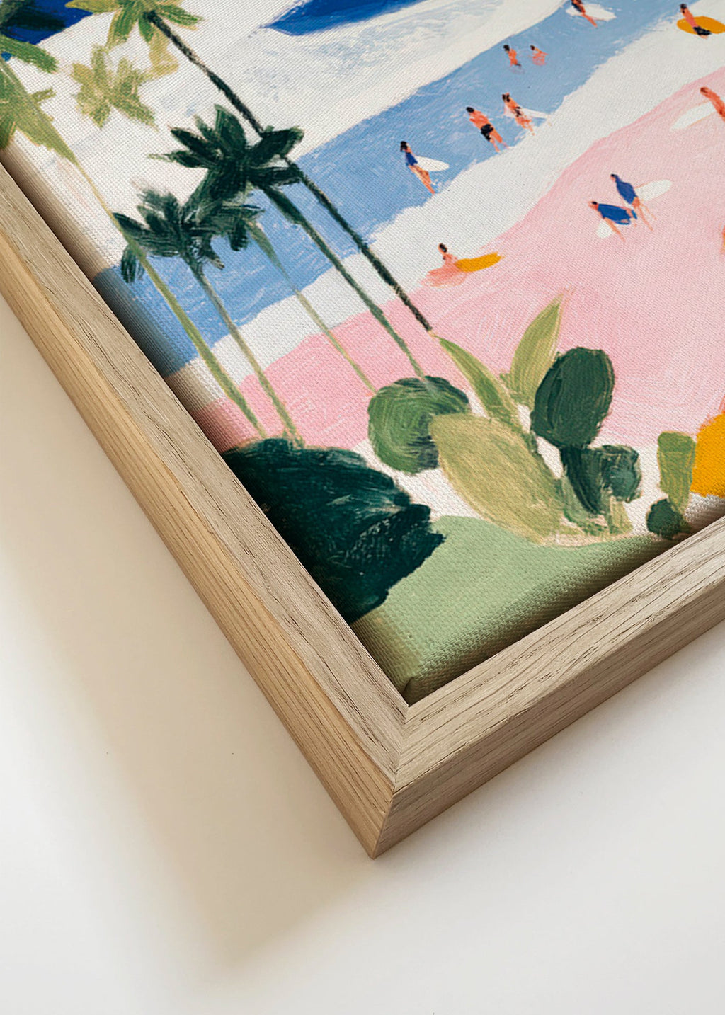 Cuadro de paisaje con surf y palmeras – Canvas detail