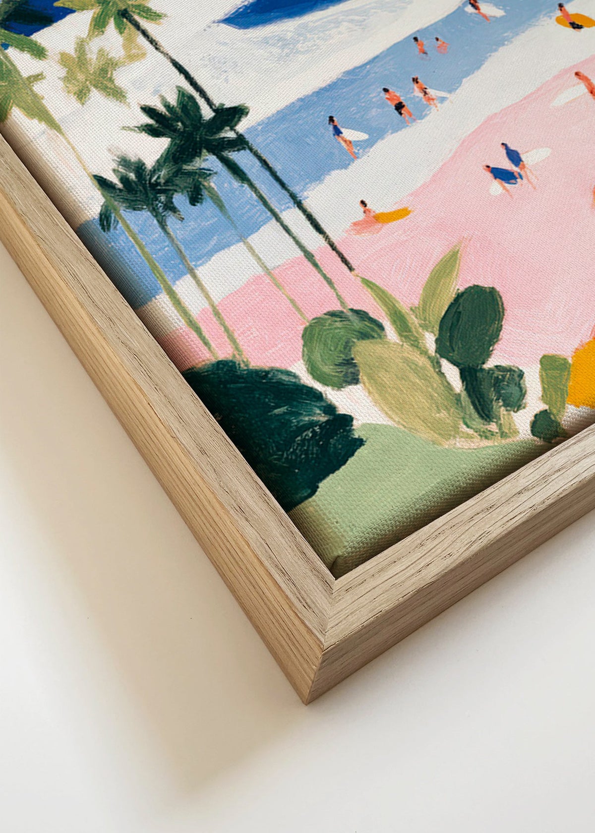 Cuadro de paisaje con surf y palmeras – Canvas detail