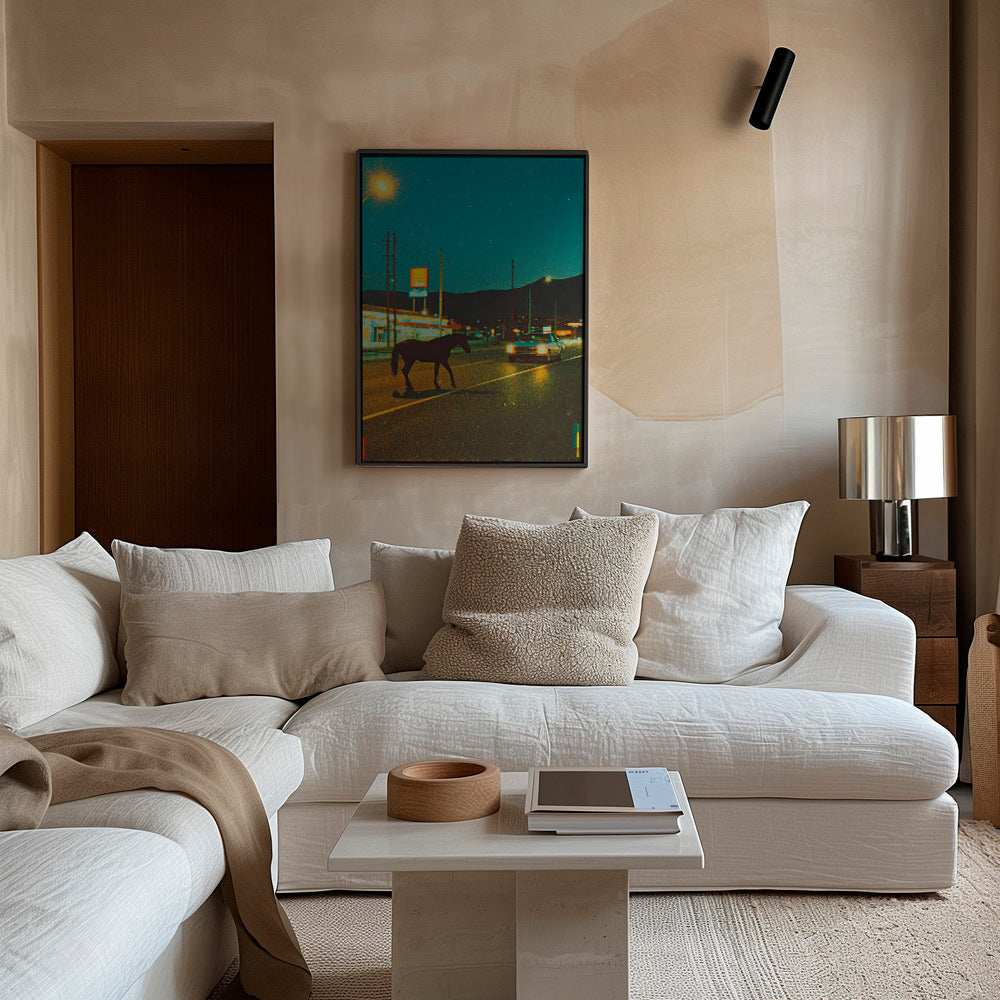 Cuadro caballo nocturno en carretera – Canvas2