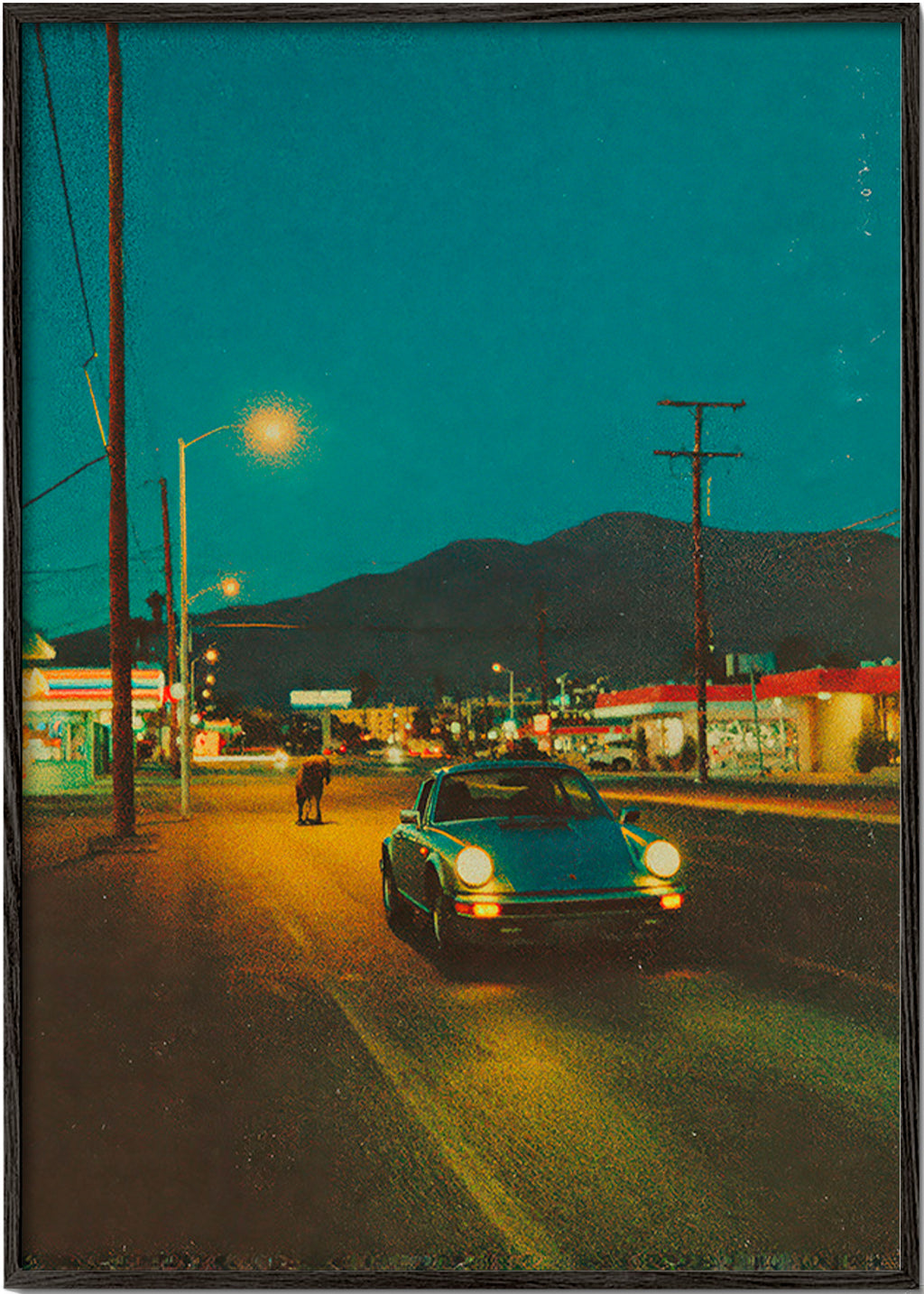 Landscape art: desert highway at night