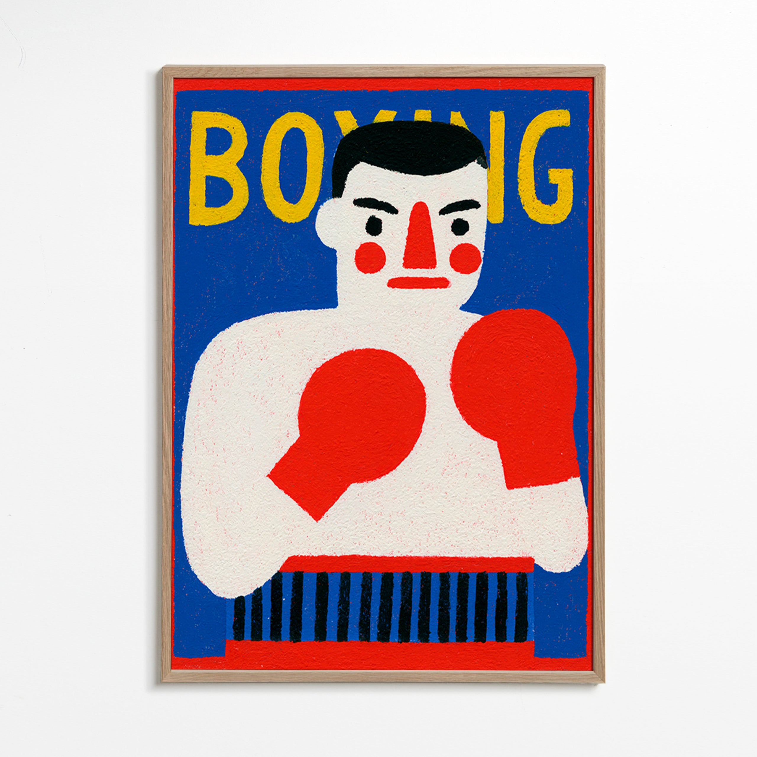 Cuadro deportivo con boxeador ilustrado – Oak Frame