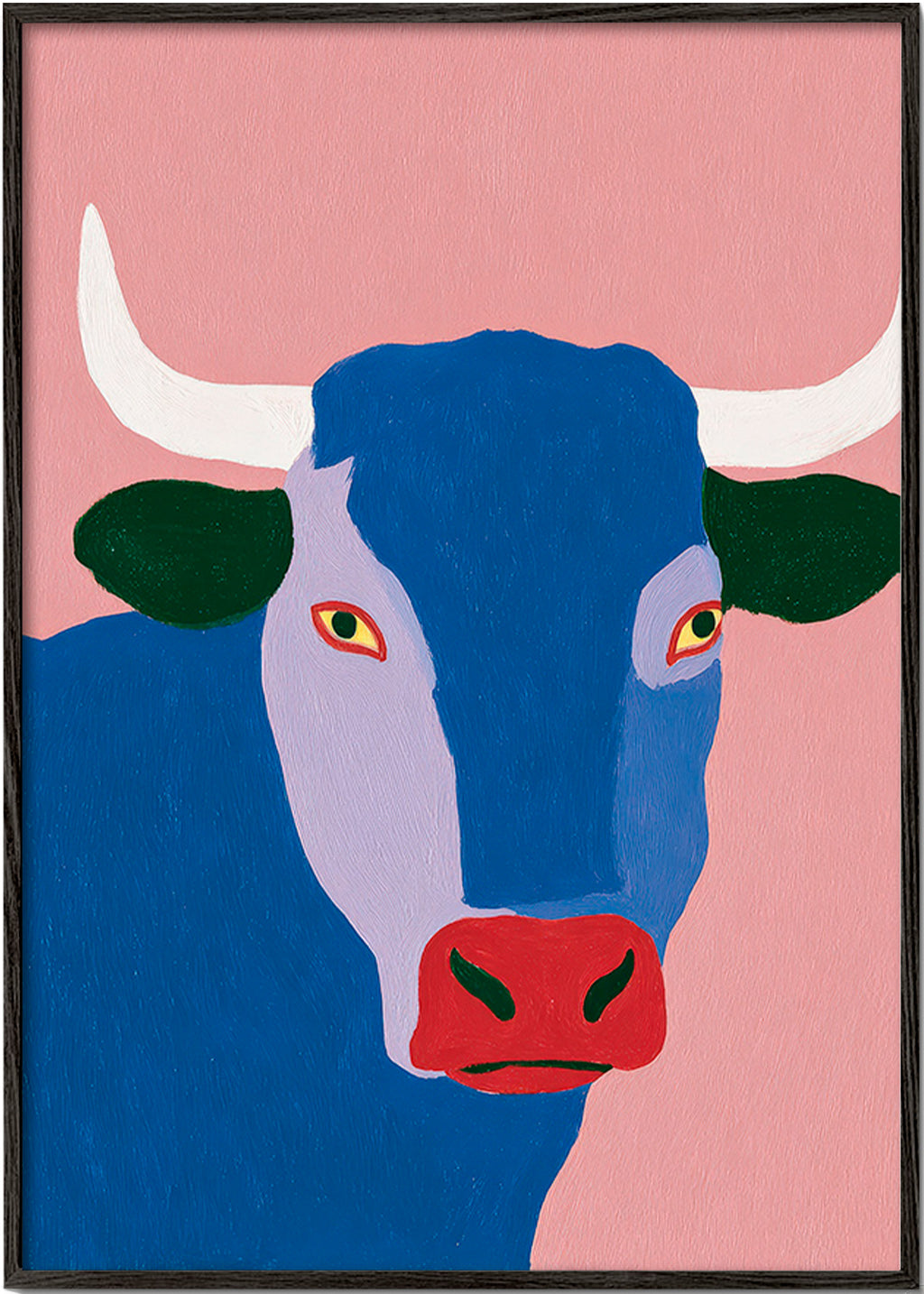 Cuadro toro azul estilizado – Black Frame