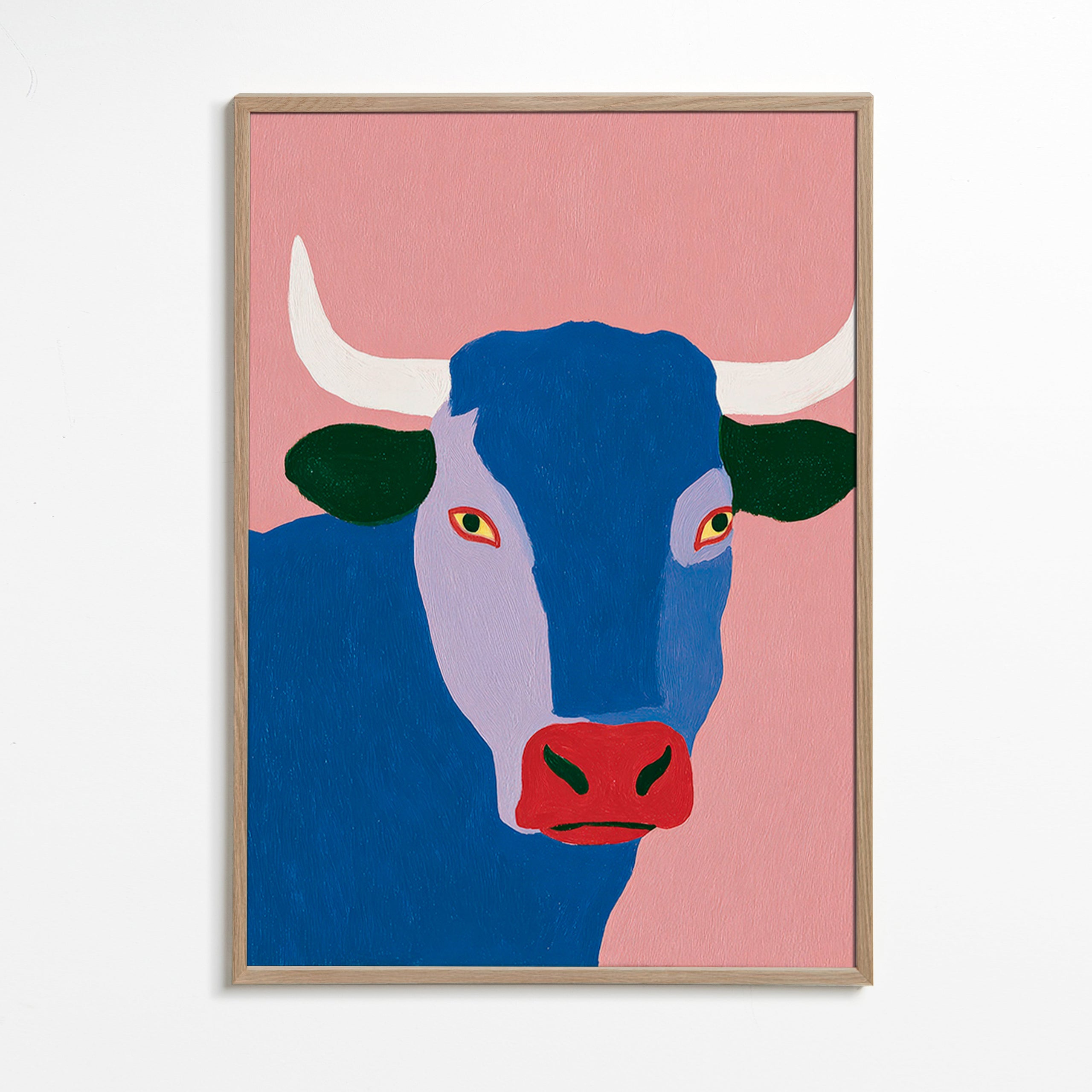 Cuadro toro azul estilizado – Oak Frame