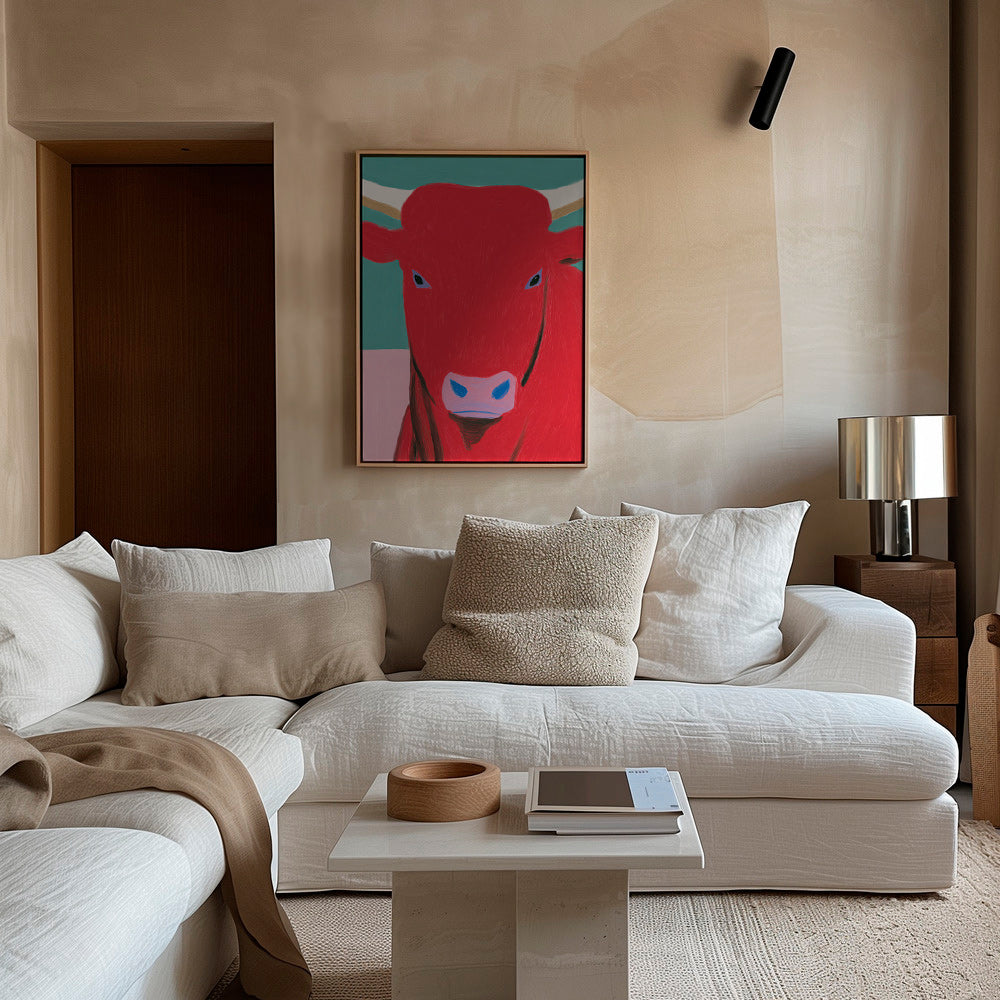 Cuadro toro rojo: retrato pictórico moderno – Canvas1