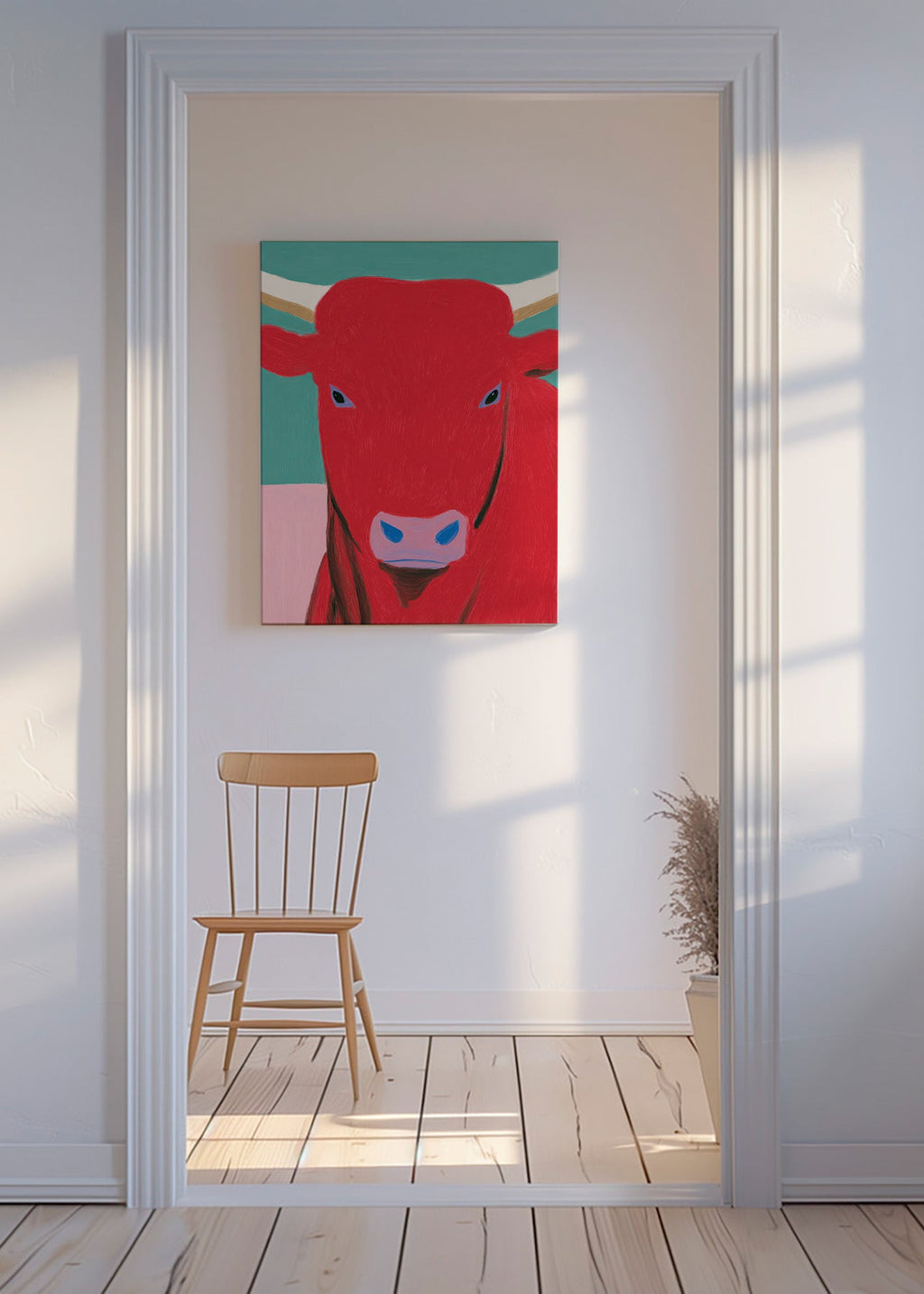Cuadro toro rojo: retrato pictórico moderno – Canvas