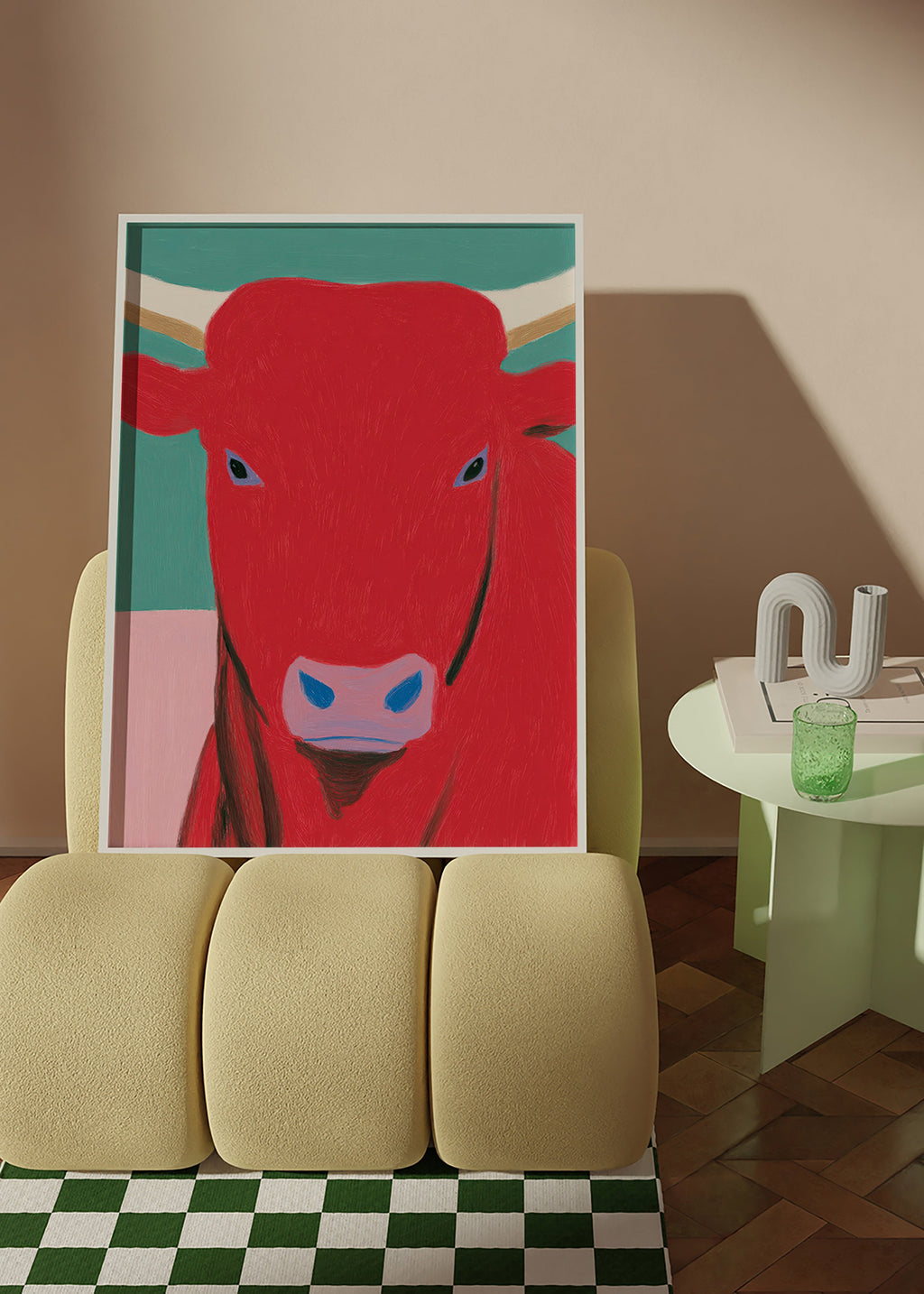 Cuadro toro rojo: retrato pictórico moderno – Product1
