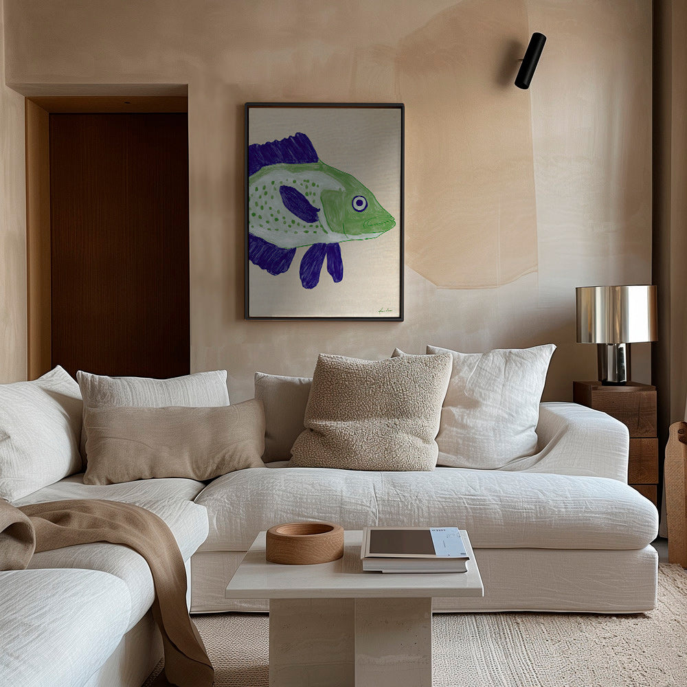 Cuadro pez verde con trazo azul – Canvas1