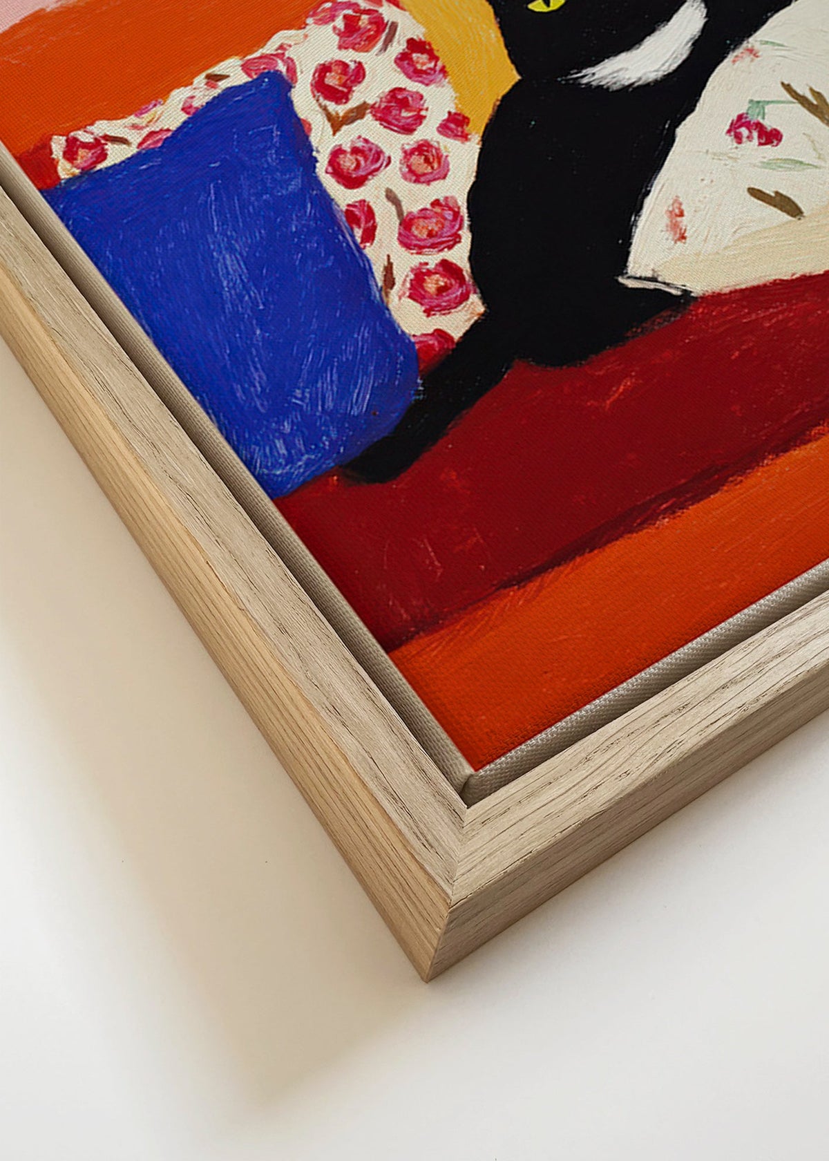 Cuadro gato negro en sofá ilustrado – Canvas detail