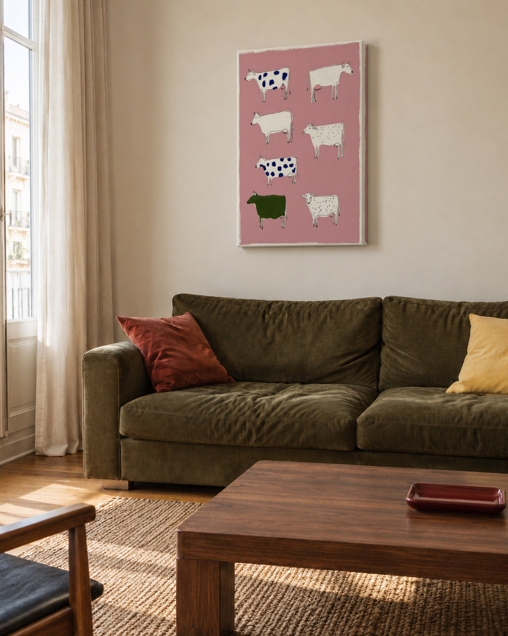 Pink Farm - Unframed canvas in an interior