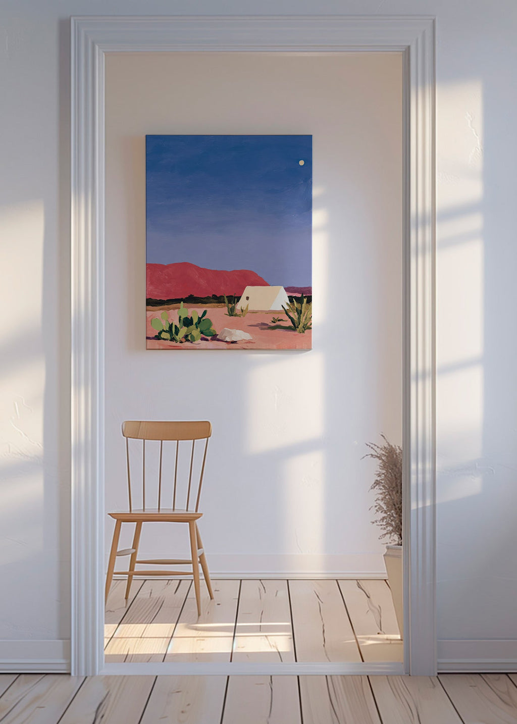 Landscape art: desert tent and cacti