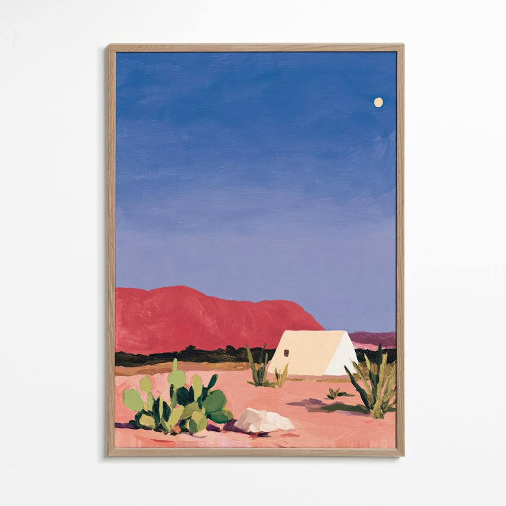 Landscape art: desert tent and cacti