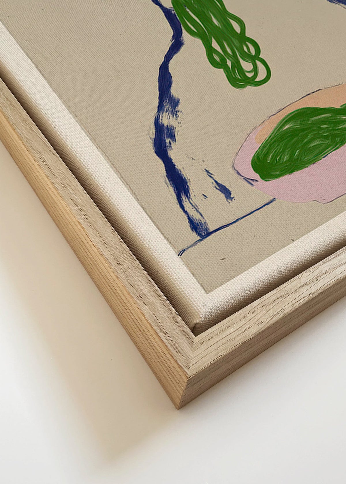 Cuadro de cocina con perro comiendo fideos – Canvas detail