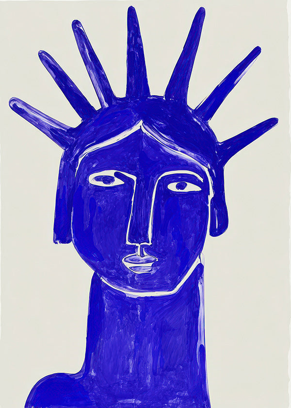Ilustración rostro azul expresivo