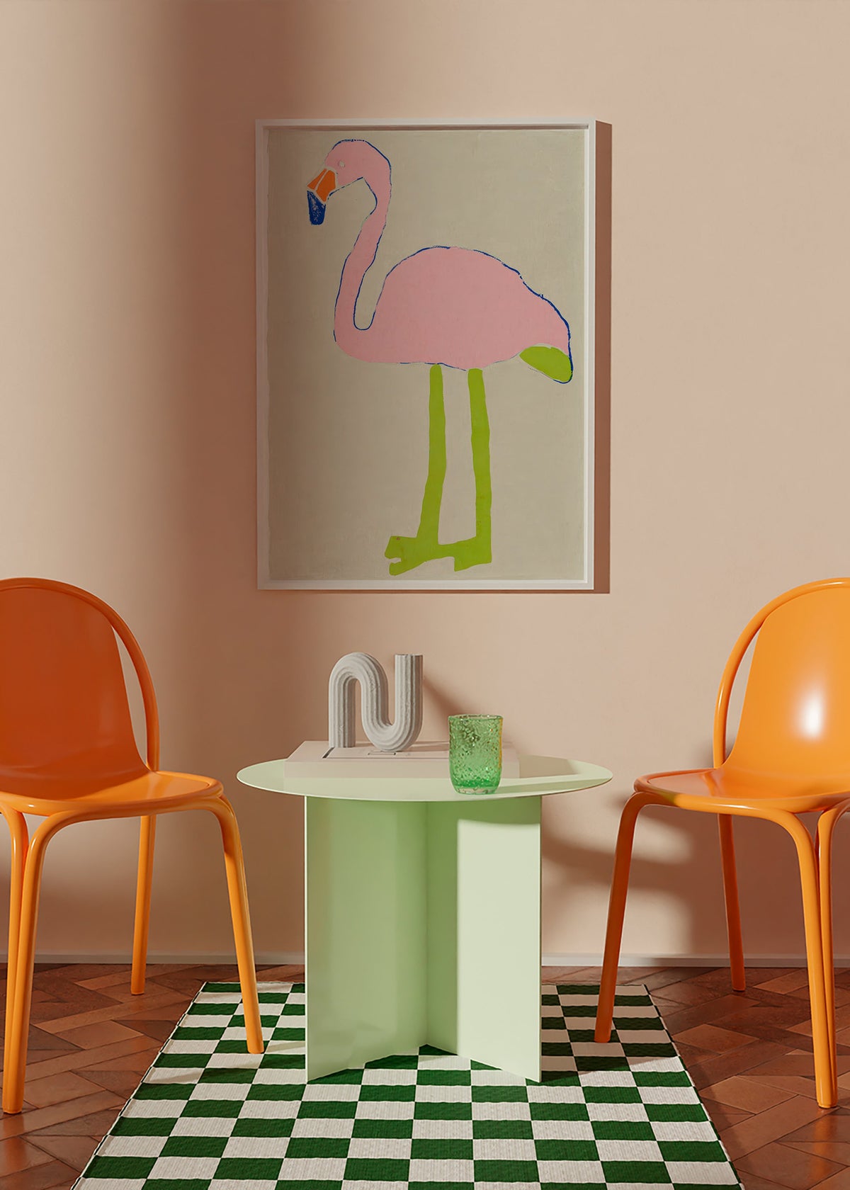 Cuadro flamenco rosa minimal – Product1