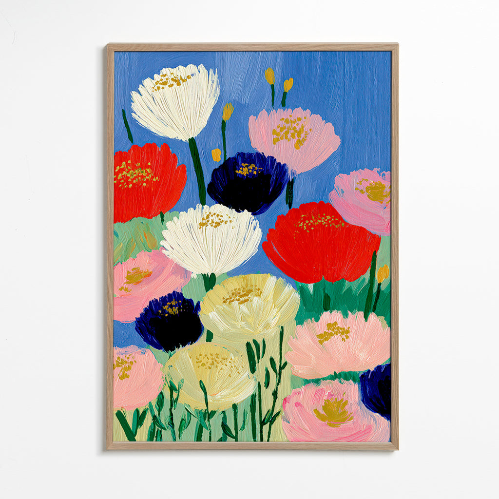 Botanical print with bold brush flowers