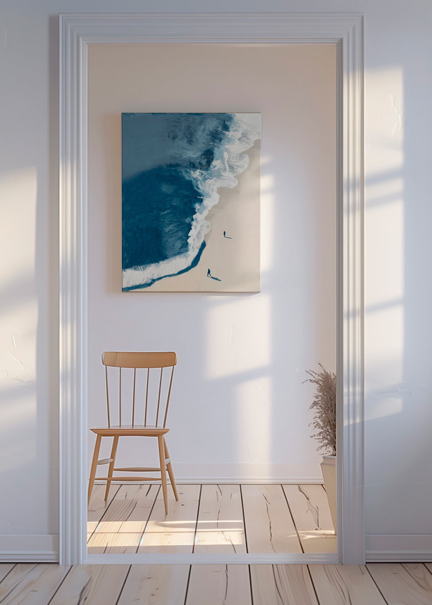 Landscape art: winter waves aerial view