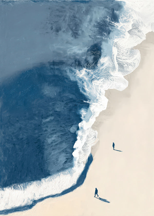 Landscape art: winter waves aerial view