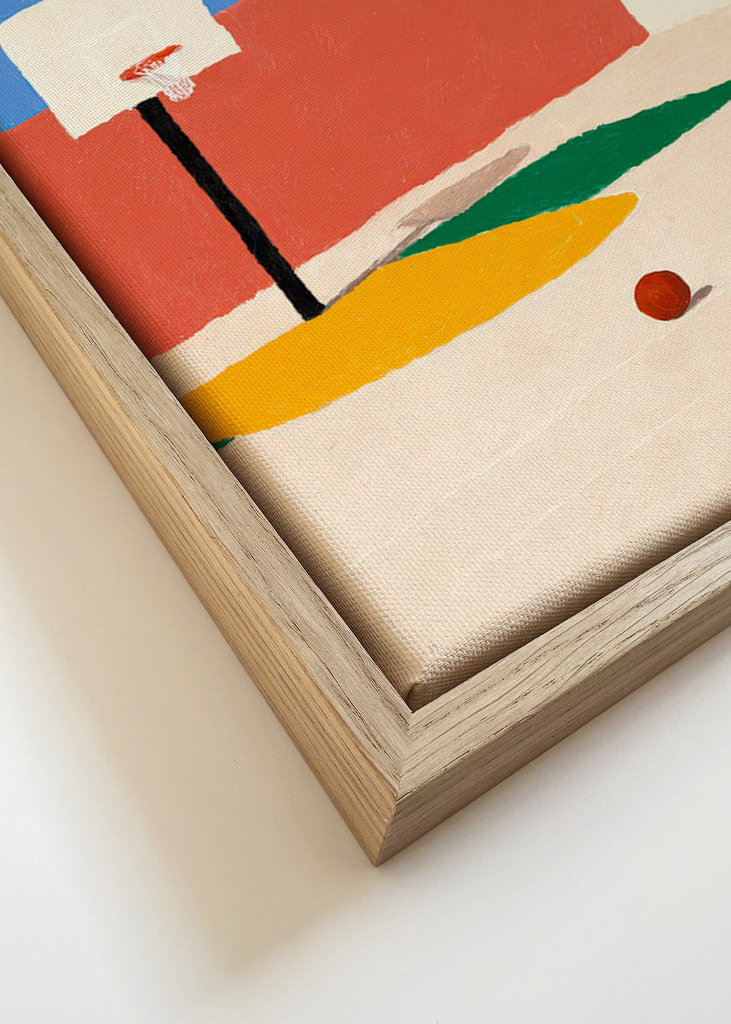 Cuadro deportivo: cancha minimalista con balón – Canvas detail