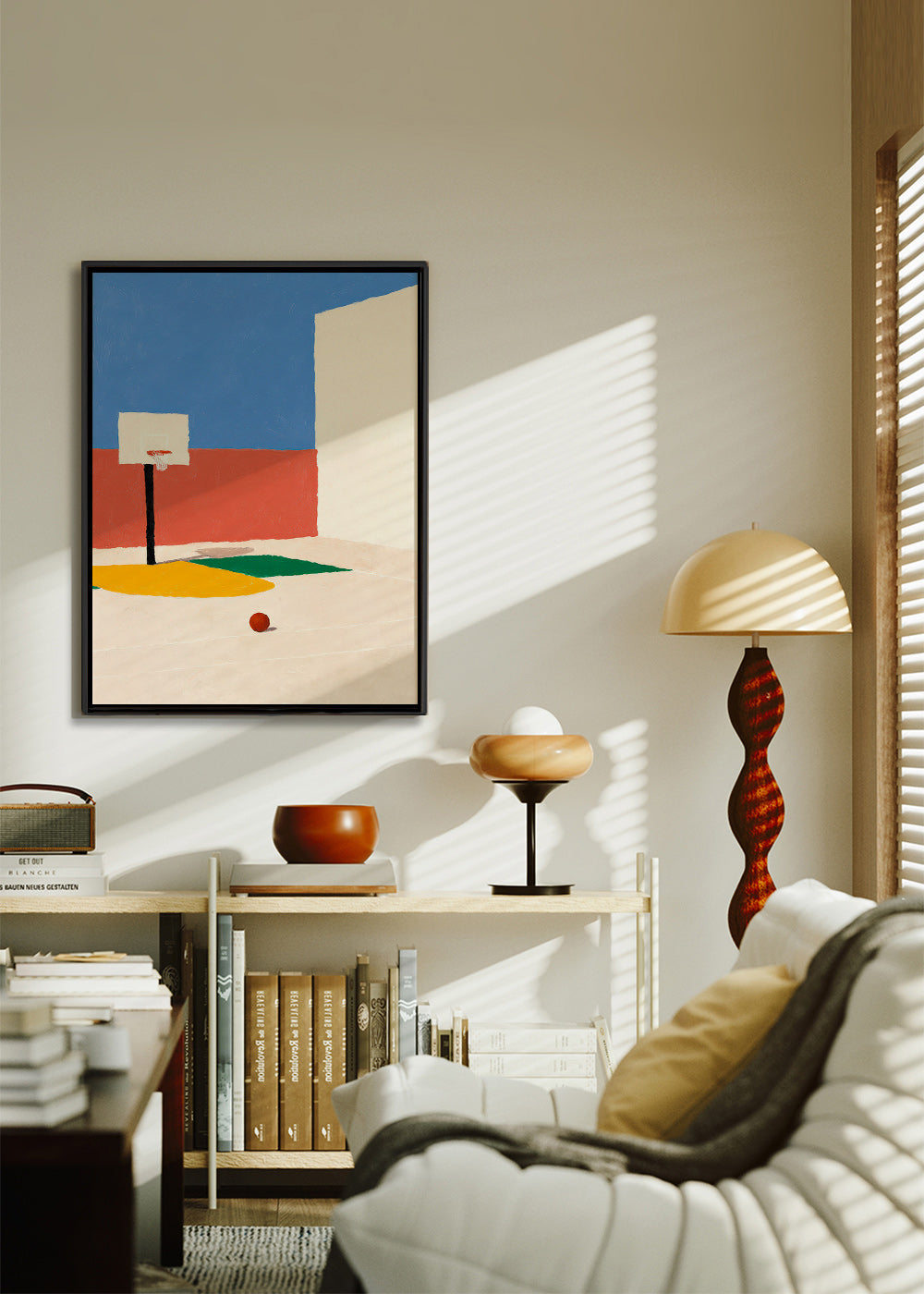 Cuadro deportivo: cancha minimalista con balón – Canvas1