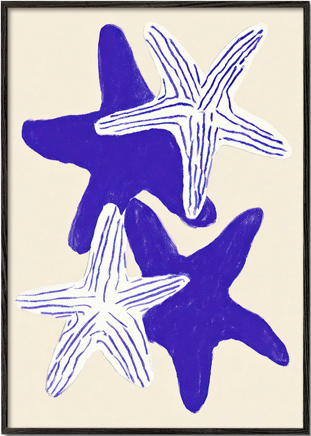 Cuadro estrellas de mar indigo – Black Frame