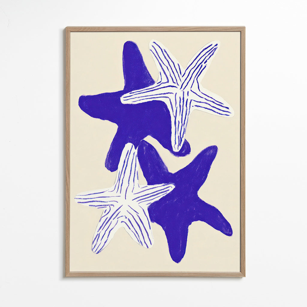 Cuadro estrellas de mar indigo – Oak Frame