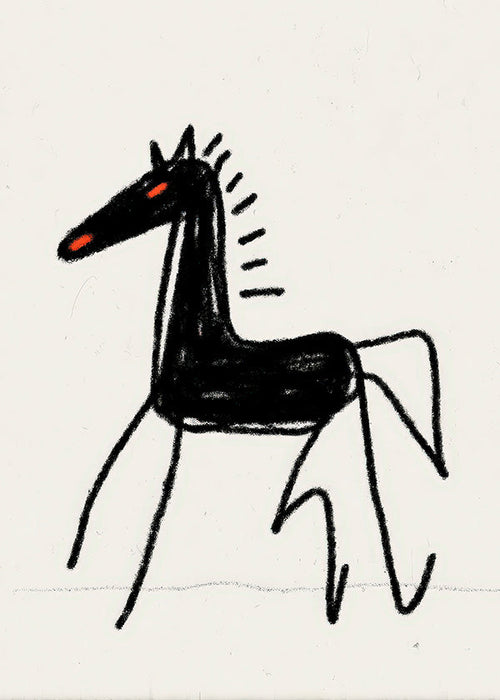 Cuadro caballo esquemático negro