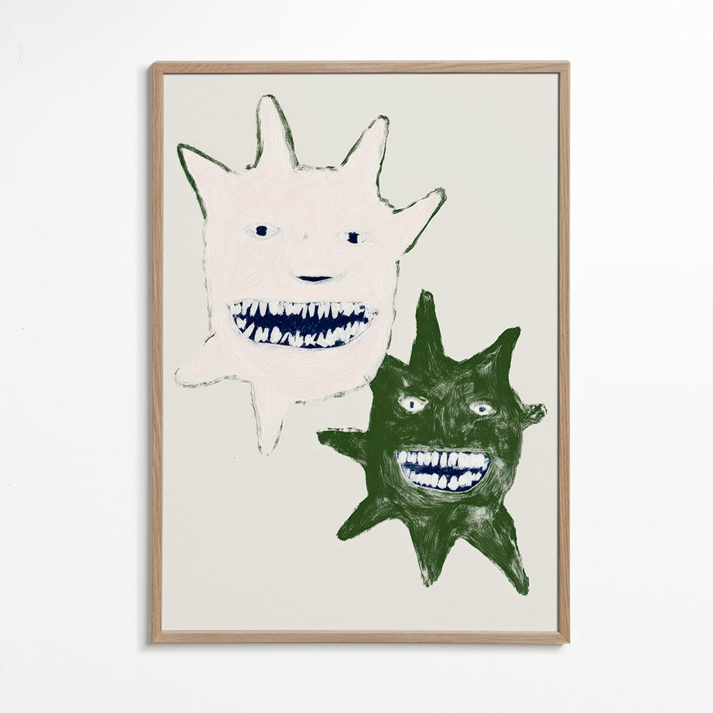 Ilustración de monstruos gemelos – Oak Frame