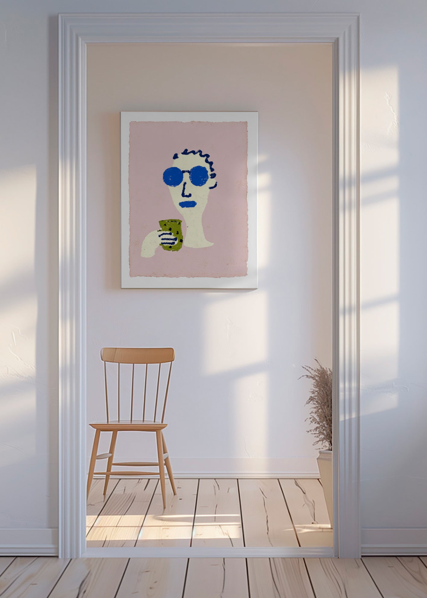 Illustration portrait with blue sunglasses