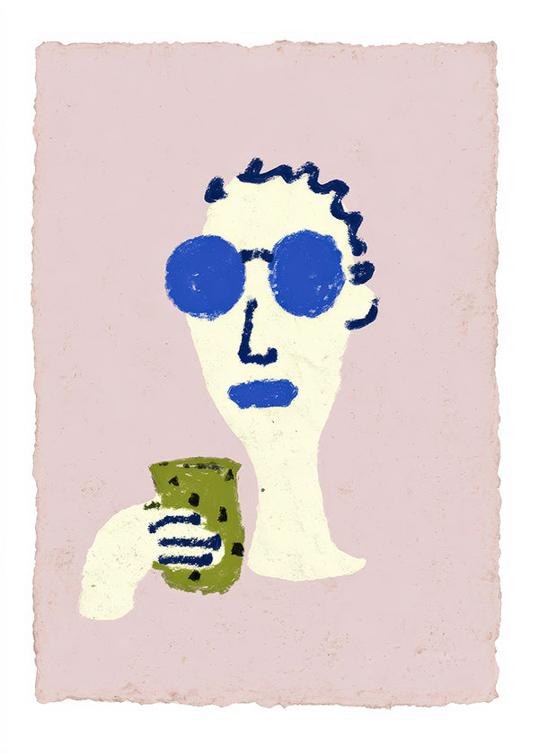Ilustración de retrato con gafas azules
