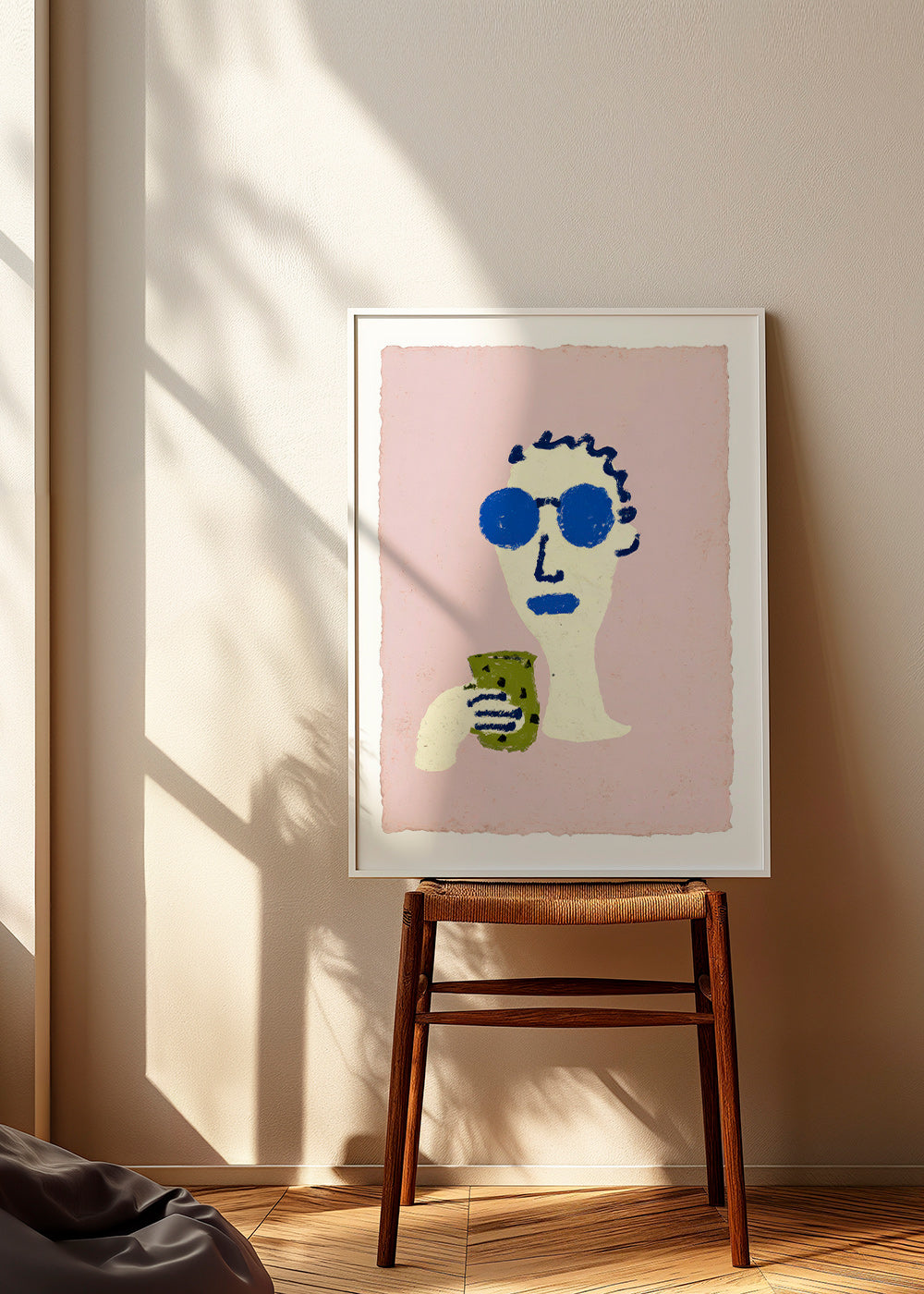 Illustration portrait with blue sunglasses