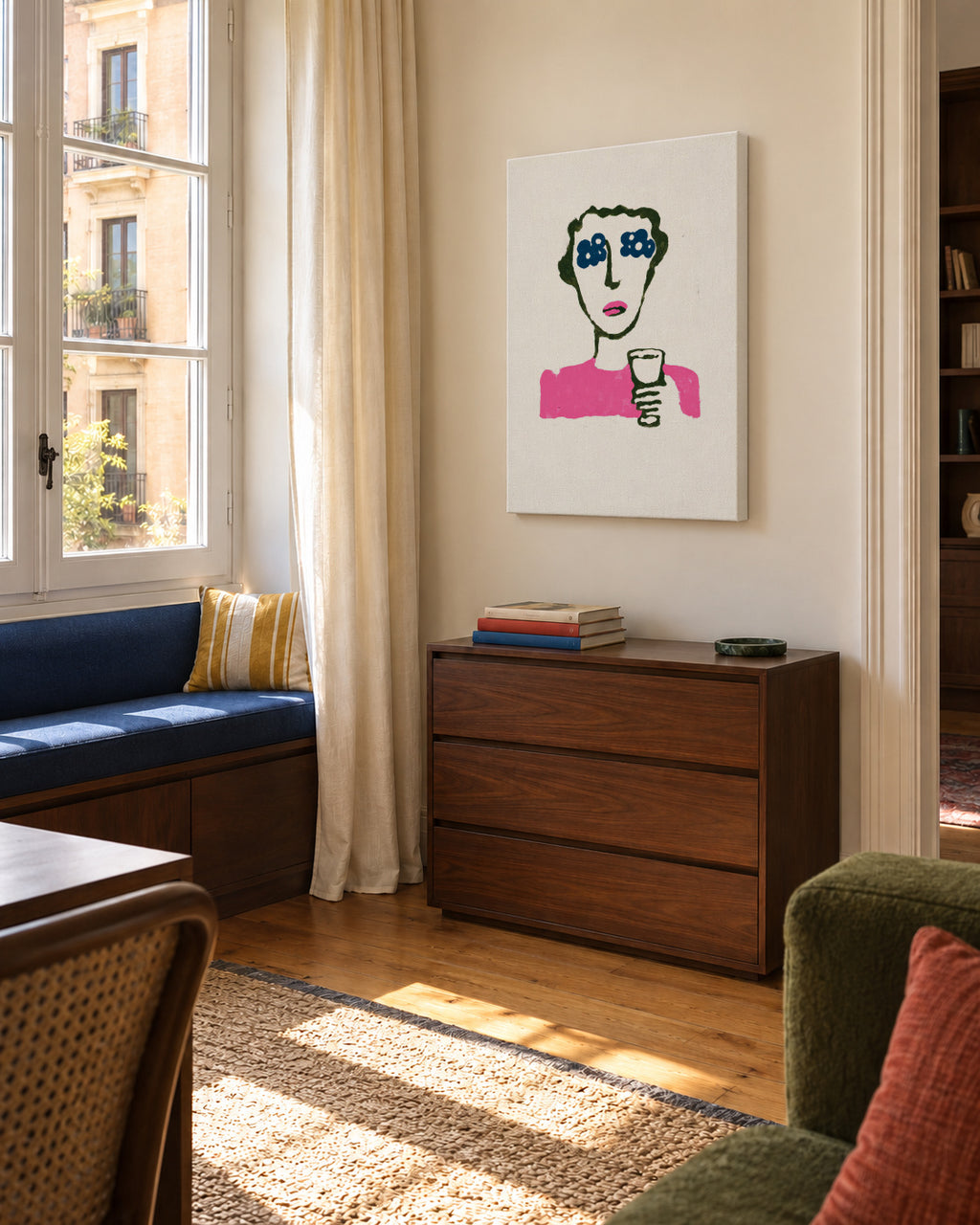 Flower Eyes - Unframed canvas in an interior