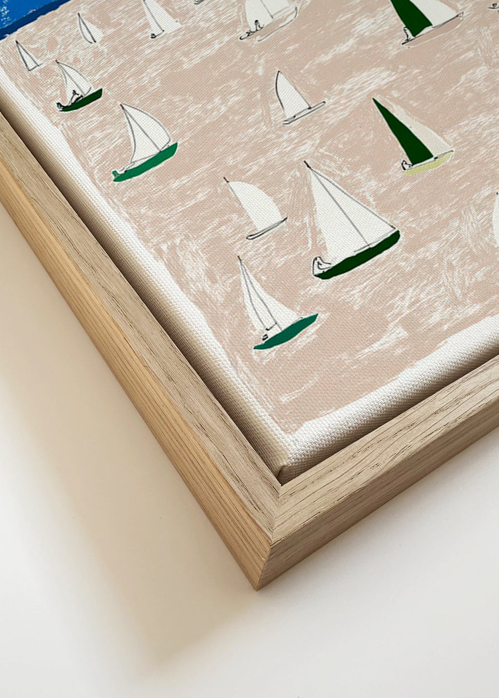 Landscape art with sailboats